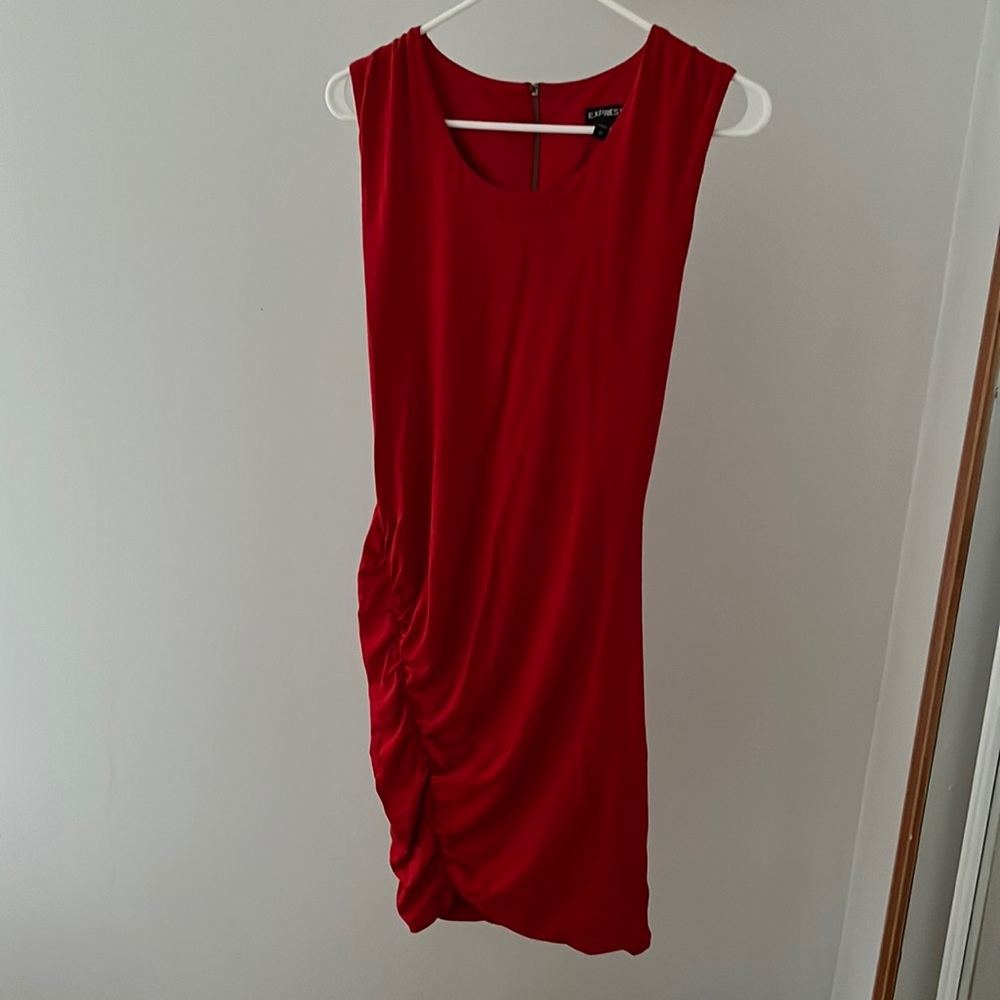 Red dress. Form fitting